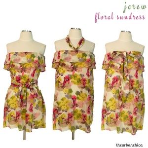 J. CREW Floral Strapless Cotton Sun Dress